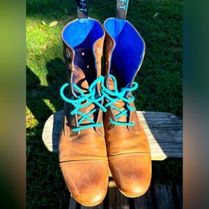 John Fluevog BBC Classic Lace Up Distressed  Leather Boots